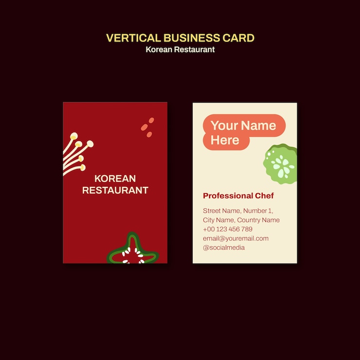 Free PSD korean restaurant business card template design