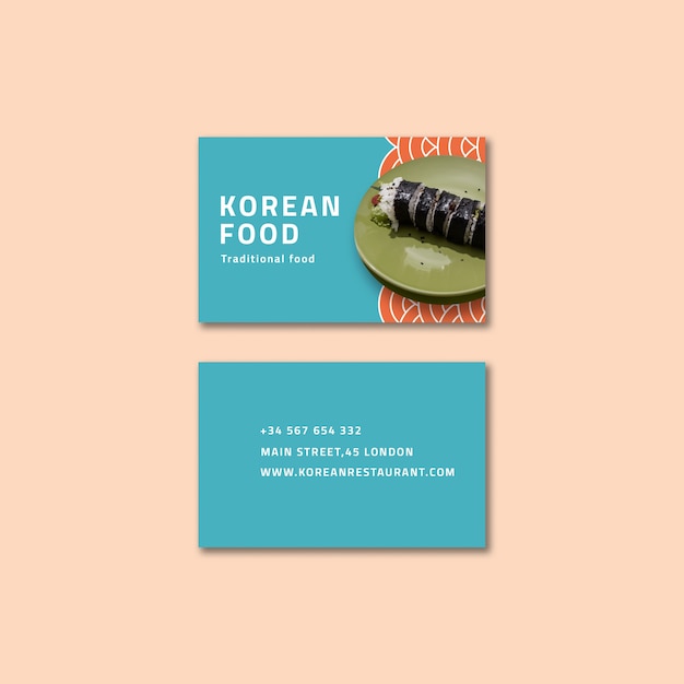 Free PSD korean restaurant business card template