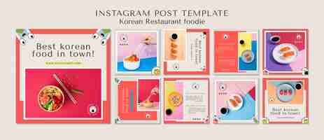 Free PSD korean restaurant instagram posts template