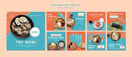無料PSD 韓国レストランinstagram投稿テンプレート