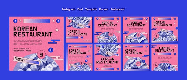 Korean restaurant instagram posts template