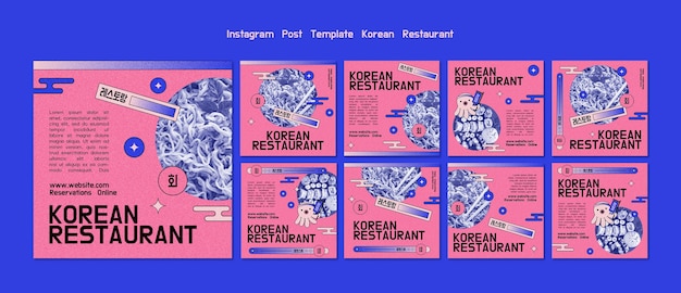 PSD gratuito modello di post di instagram del ristorante coreano