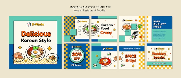 Free PSD korean restaurant instagram posts