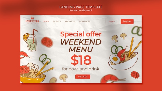 Korean restaurant landing page template