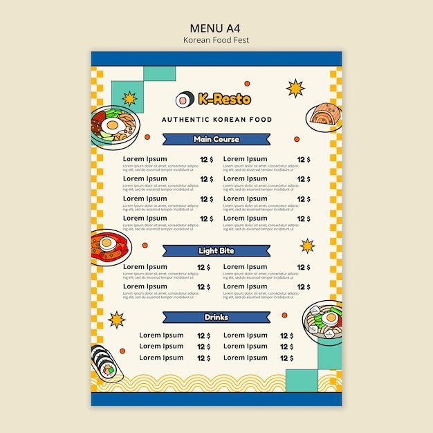 Free PSD korean restaurant menu template