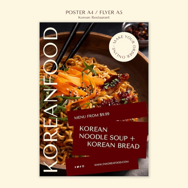 Korean restaurant poster template