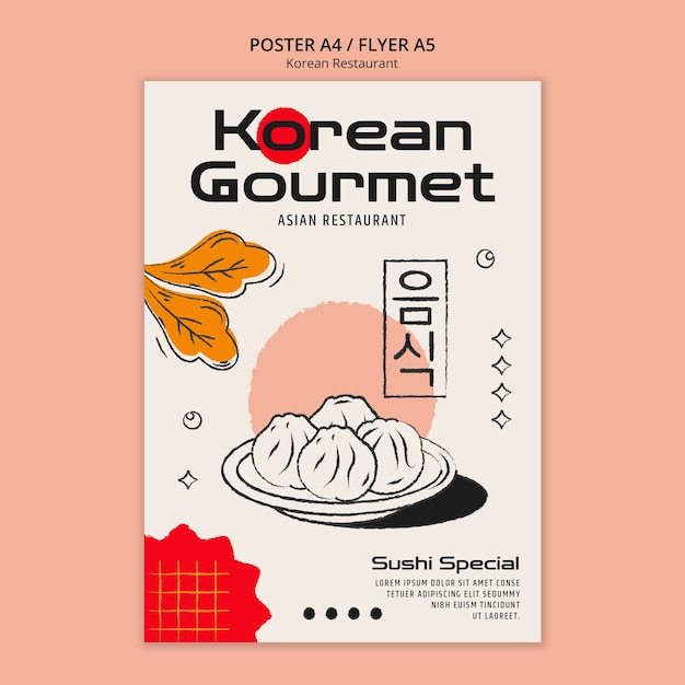 Free PSD korean restaurant  poster template