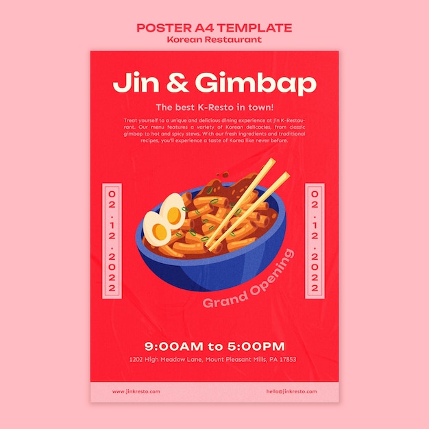 Korean restaurant poster template