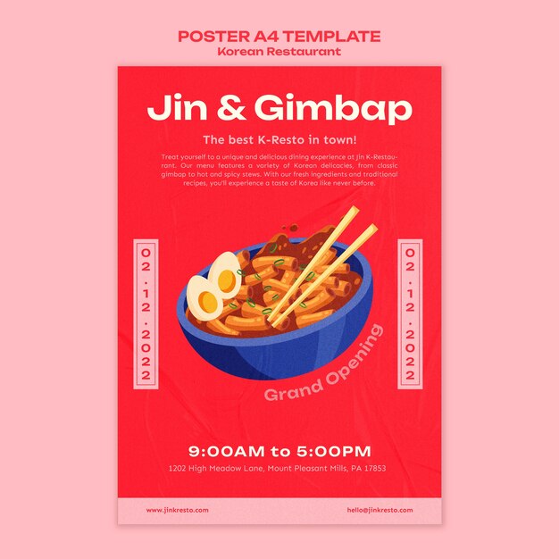 Korean restaurant poster template
