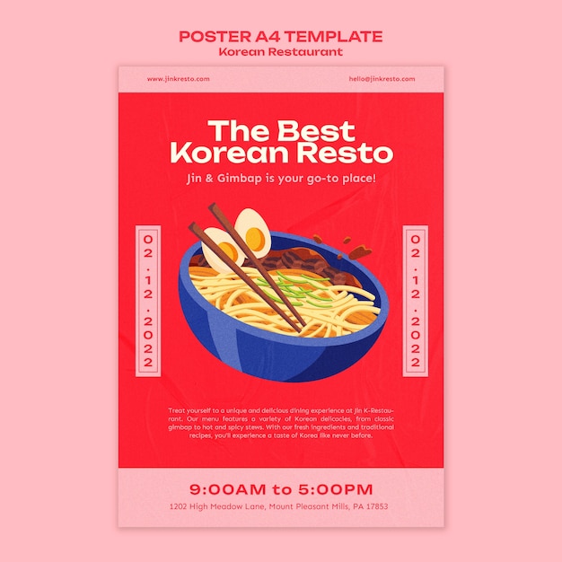 Korean restaurant poster template