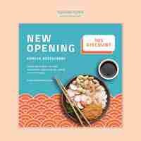 Free PSD korean restaurant square flyer template