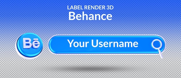Label 3d render social media behance icon