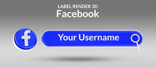 Label 3d render social media facebook icon