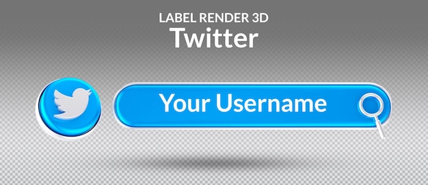 Label 3d render social media twitter icon