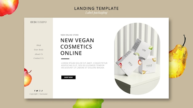 Free PSD label packaging landing page template