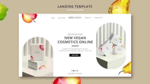 Free PSD label packaging landing page template