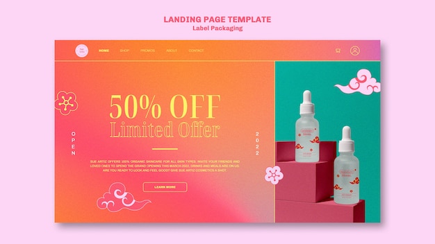 Label packaging landing page template