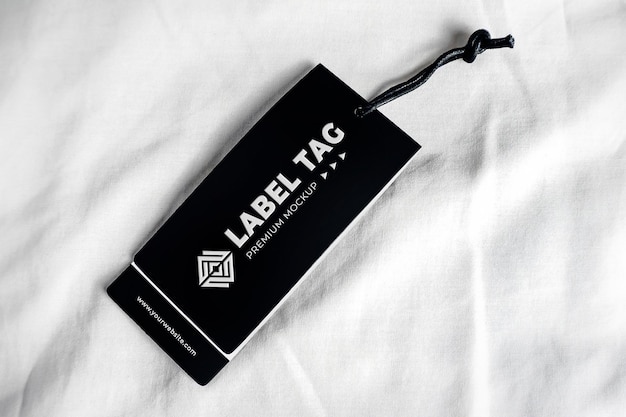 Label tag mockup hanging black realistic