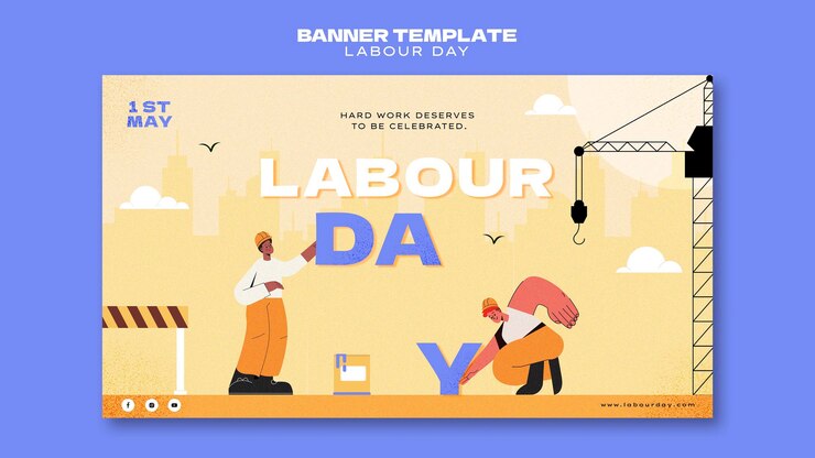 ฟรี PSD labor day banner template design
