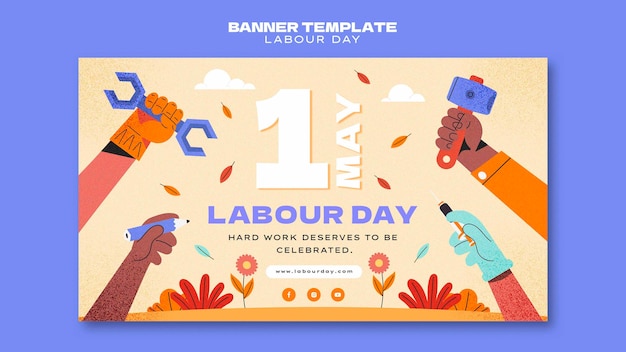 Free PSD labor day banner template design