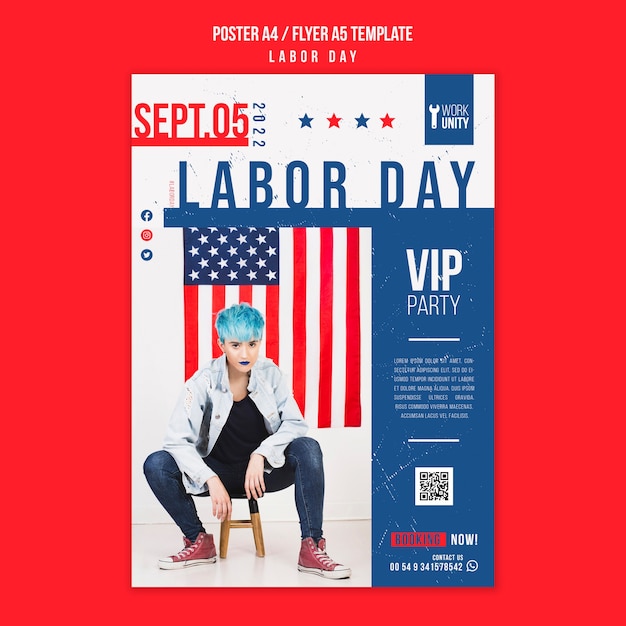 Free PSD labor day celebration flyer template