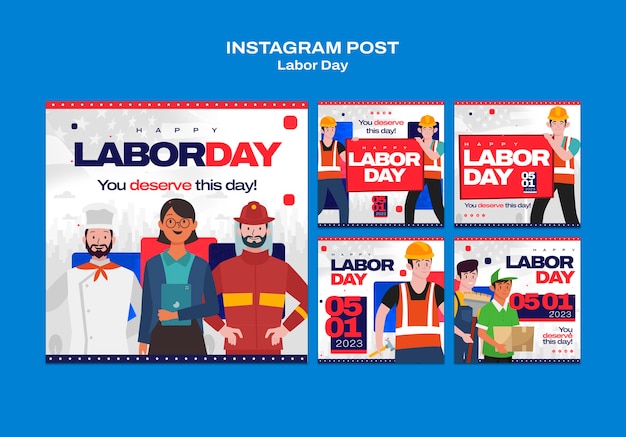 PSD gratuito post su instagram per la celebrazione della festa del lavoro