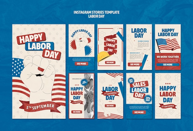 Free PSD labor day celebration  instagram stories