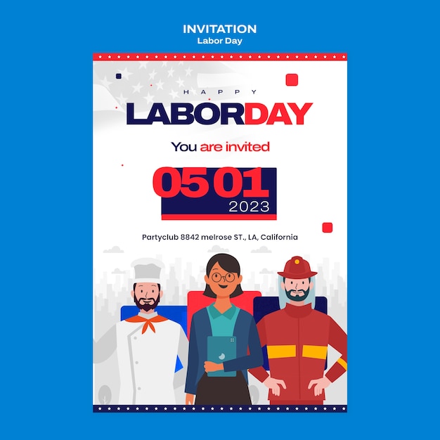 Free PSD labor day celebration invitation template