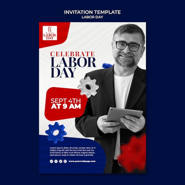 Free PSD labor day celebration invitation template