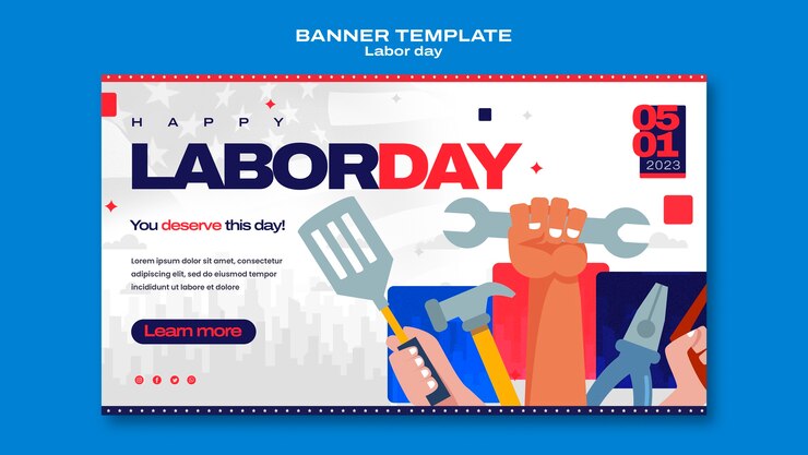 ฟรี PSD labor day celebration landing page template