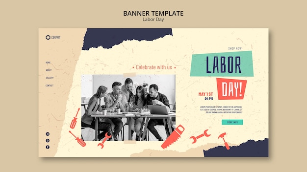 Free PSD labor day celebration landing page template