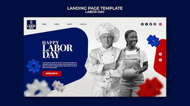 Free PSD labor day celebration landing page template