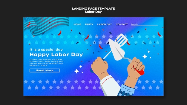 PSD gratuito modello di landing page per la festa del lavoro