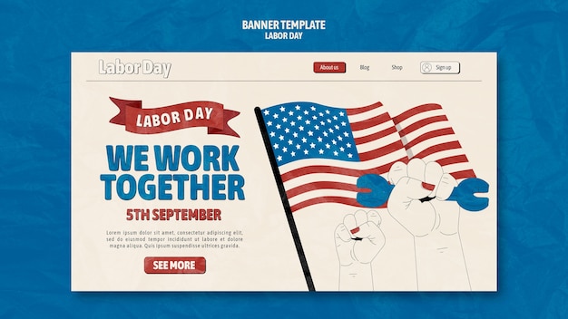 Free PSD labor day celebration landing page template