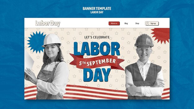 Free PSD labor day celebration landing page template