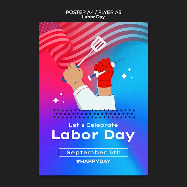 PSD gratuito modello di poster per la celebrazione della festa del lavoro