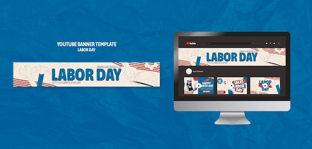 Free PSD labor day celebration youtube banner