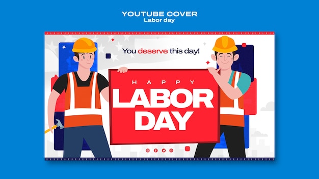 Labor day celebration youtube cover template