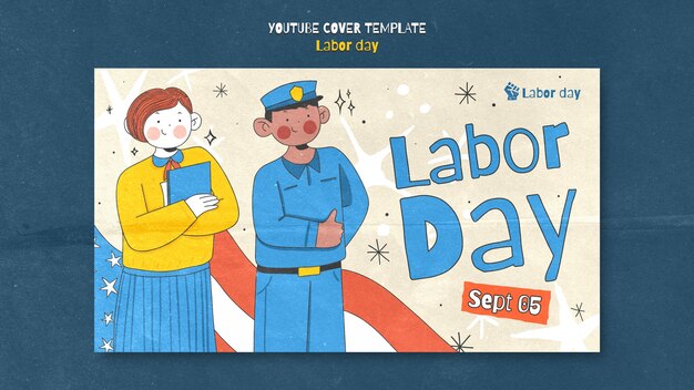 PSD gratuito modello di copertina di youtube per la celebrazione della festa del lavoro