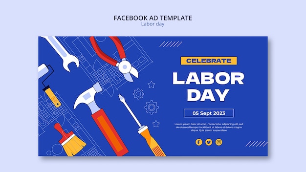 Design del modello di annuncio facebook per la festa del lavoro