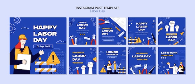 PSD gratuito design del modello di post instagram per la festa del lavoro