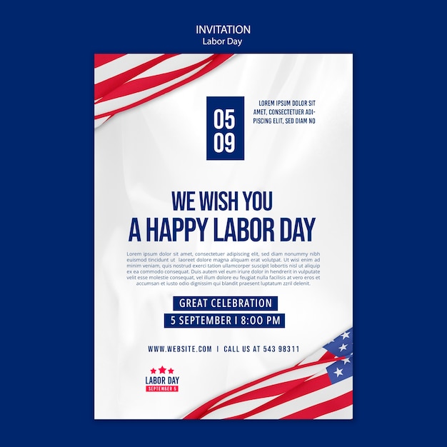 Free PSD labor day invitation template