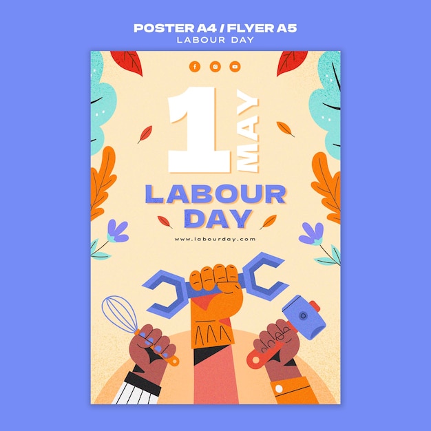 Free PSD labor day poster template design