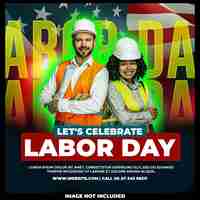 Free PSD labor day social media template