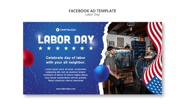 Free PSD labor day us facebook template