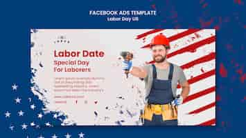 Free PSD labor day us flag  facebook template