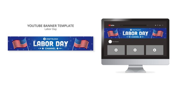 Free PSD labor day us youtube banner template