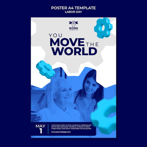 Labor Day Vertical Poster Template – Free PSD Download