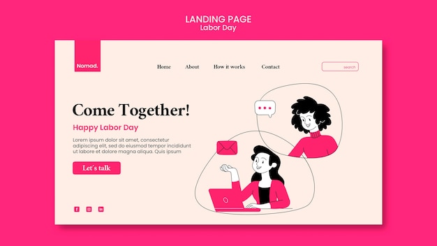 Labor day web template with illustration