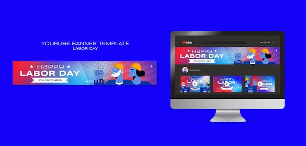 Labor day youtube channel art template design